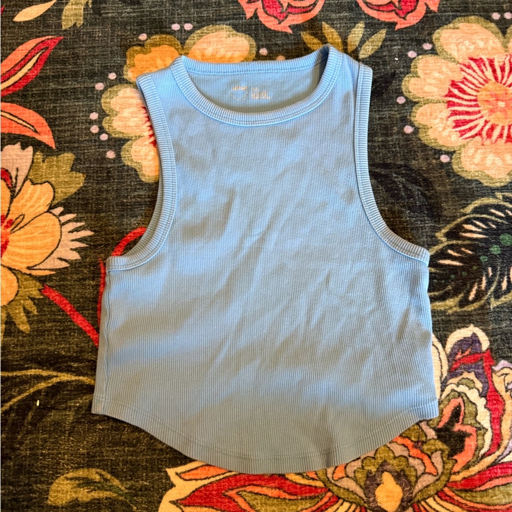 aerie light blue ribbed tank top